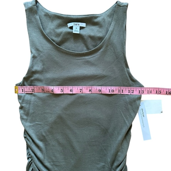 BAR III  Women’s Medium Olive Green ruched bodycon Midi Dress - Picture 9 of 11